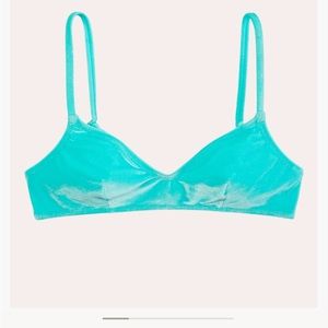 Cute luxurious solid and striped blue velvet swimsuit